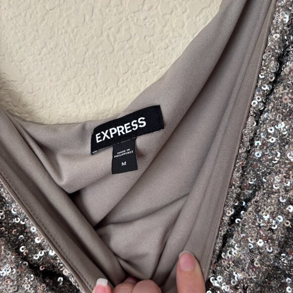 Express Sequin One Shoulder Puff Sleeve Top NYE New Years - Picture 3 of 10